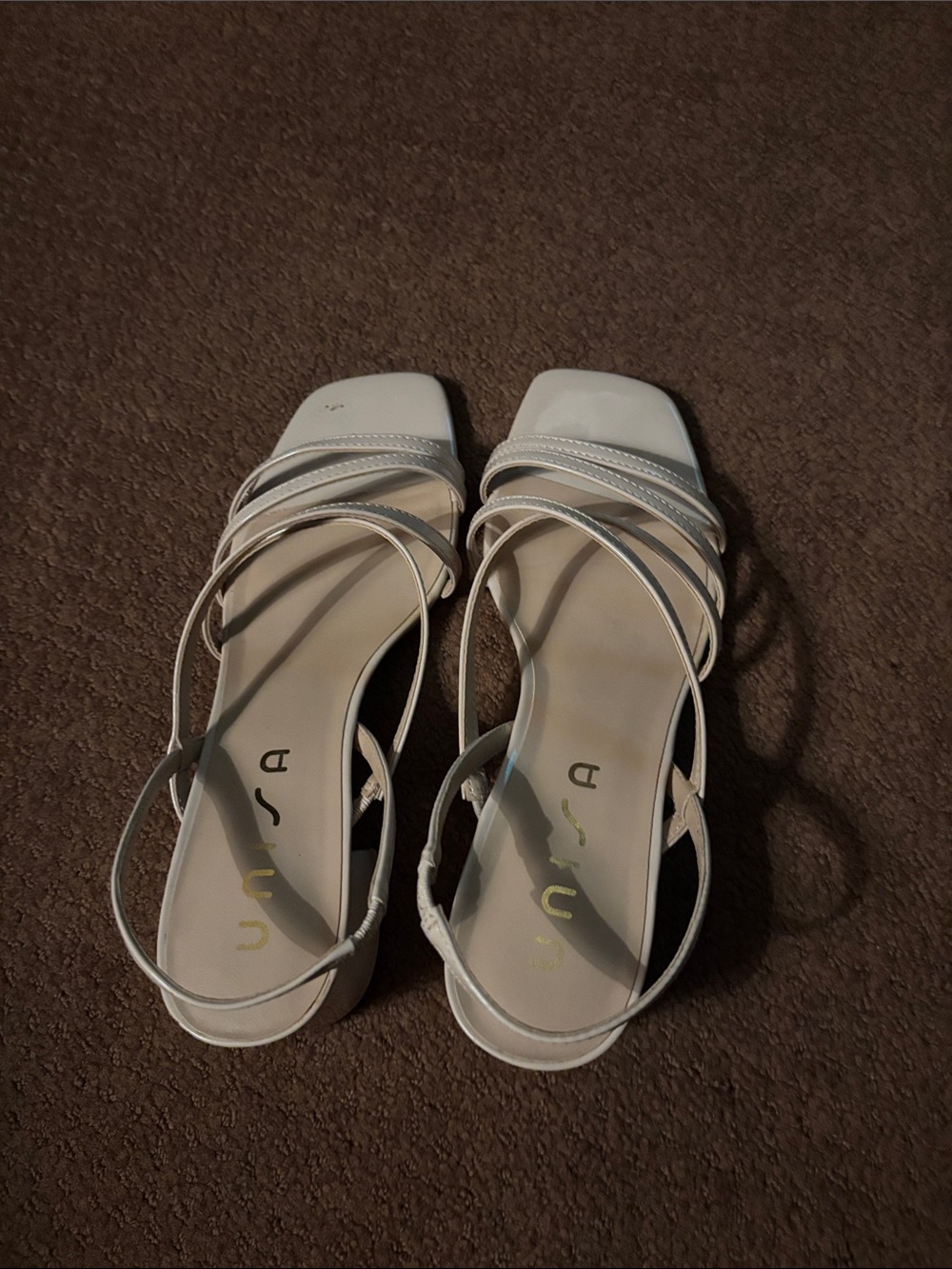 Unisa White Strappy Square-Toe Slingback Sandals